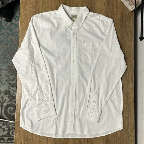 LL Bean Nwt tall true cool slightly fitted stretchy white button down shirt - Picture 6 of 8